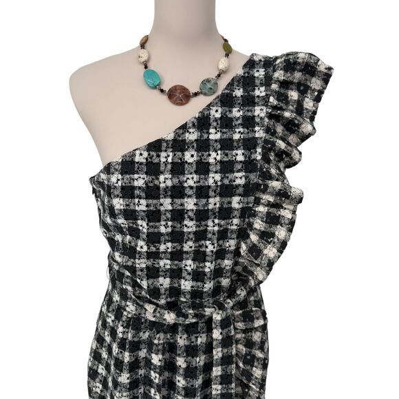 Lovers + Friends One Shoulder Mini Dress LARGE Seana Black Ruffle Eyelet Revolve - Picture 4 of 12